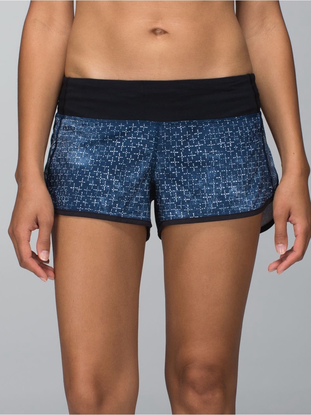 lululemon athletica Navy Pattern Athletic Shorts with Black Waistband